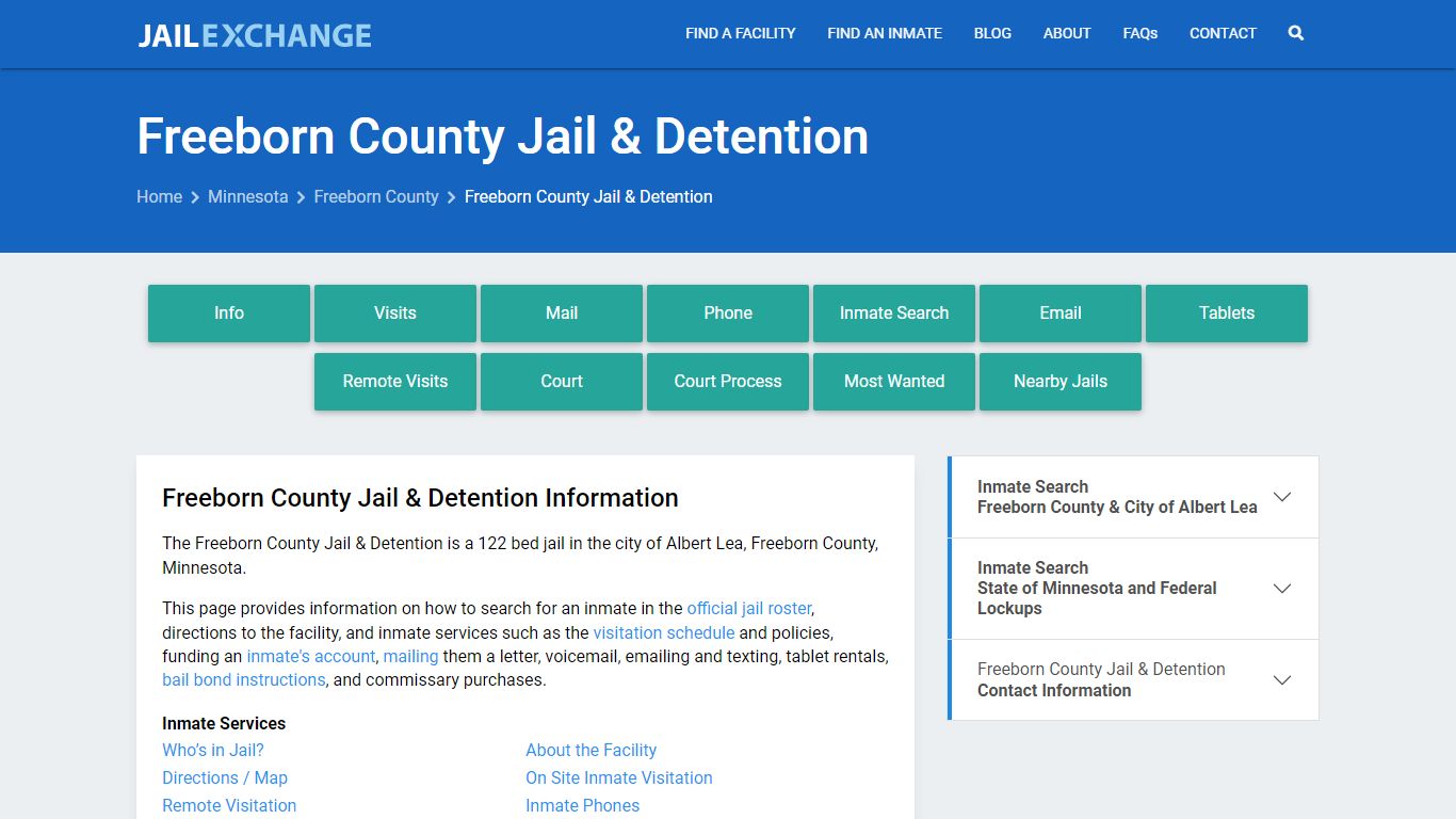 Freeborn County Jail & Detention, MN Inmate Search, Information